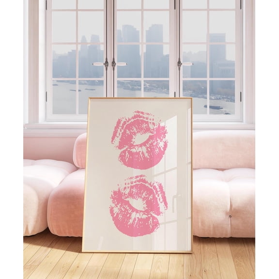 Pink Lips Kiss Poster Trendy Preppy Dorm Art, 8x12 UNFRAMED