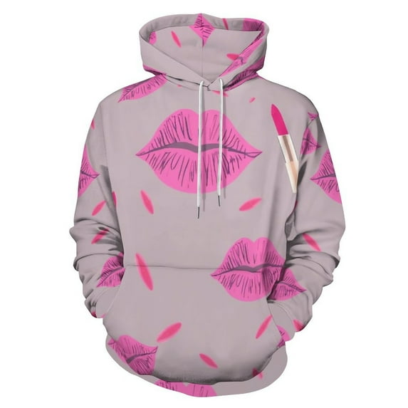 Pink Lips Lipstick Pattern 3D Print Hoodie Men Women Autumn Thin Pullover Sweatshirt Vintage Streetwear Tops