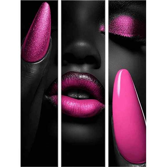 Pink Lips Nail Art Decorative Painting/Canvas ArtSuitable for Decorating Living RoomBedroomOfficeHotelRestaurantBeauty SalonSpaBathroomStudioApartment and Fashion Store.