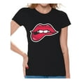 thumbnail image 1 of Pink Lips Print Shirt Kiss T-Shirt Sleep Tees for Women Lips Shirt for Her Women's Novelty Shirts Graphic Top for Girlfriend Wife Mom, 1 of 4