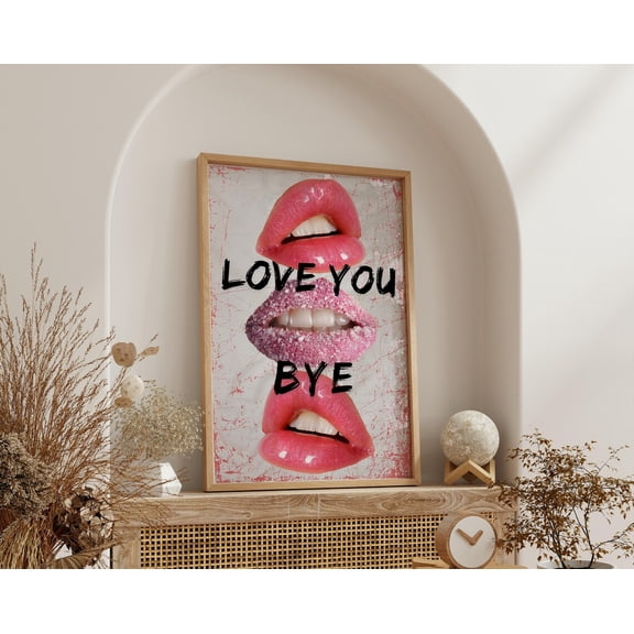 Pink Lips Wall Art, Coquette Decor, Unframed Paper Poster 8x10in