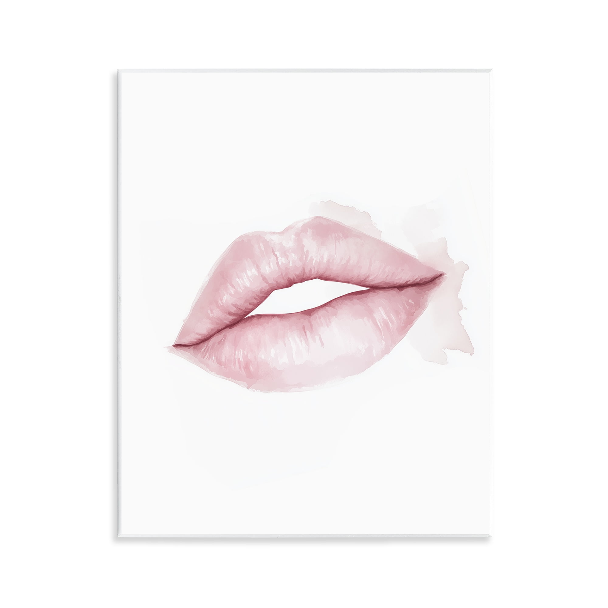 Pink Lips Watercolor Wall Plaque Art, design by Christine Simpson Art
