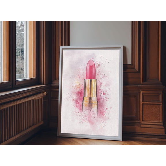 Pink Lipstick : Modern Minimalist Makeup Art Unframed Paper Print