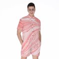 thumbnail image 1 of Pink Liquid Marble Short Sleeve Men'S Rompers Casual Summer Jumpsuits Outfit, 1 of 4