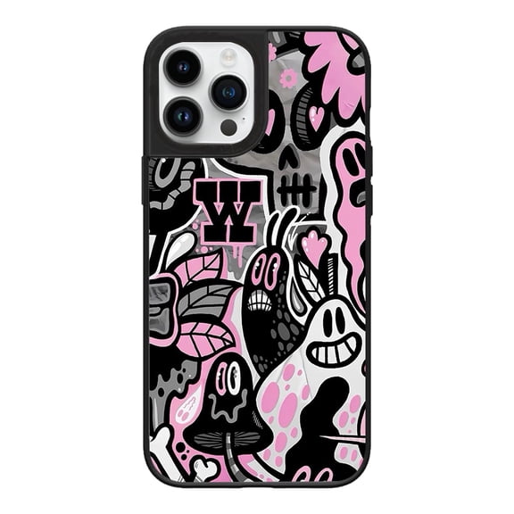 Pink Liquid Smiley|Face Phone Case for iPhone 15 Pro Max Case,Beautiful Cute Fashion Design Protection Phone Case-Black