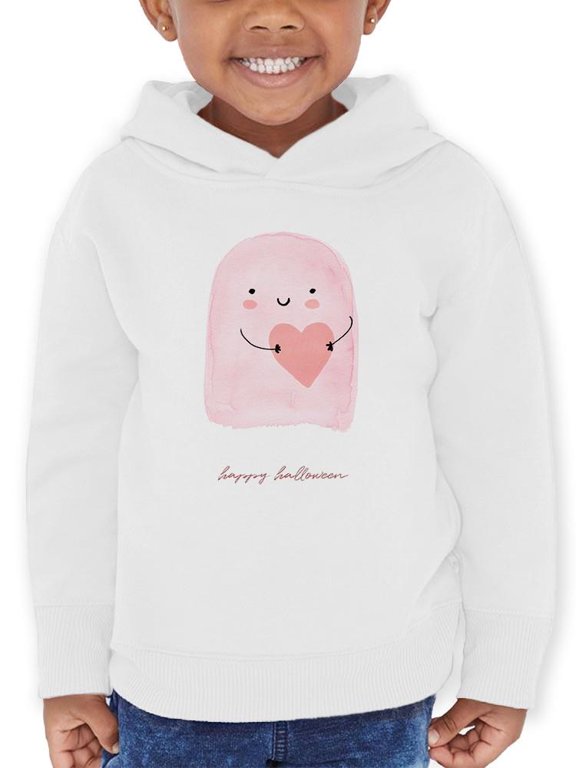 Pink Little Ghost. Watercolor Hoodie Toddler -Image by Shutterstock, 4 Toddler