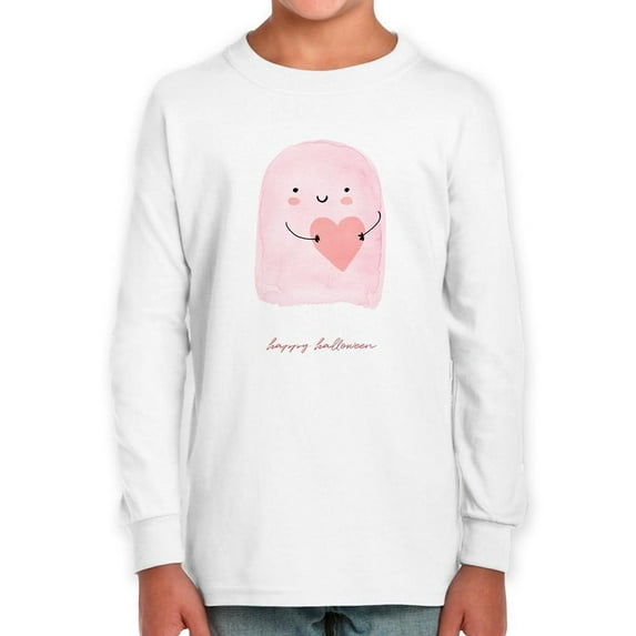 Pink Little Ghost. Watercolor Long Sleeve Toddler -Image by Shutterstock, 2 Toddler