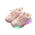thumbnail image 1 of Pink Little Girls Luminous Breathable Sneakers Soft Sole Light Up Casual Athletic Shoes For Kids Comfortable Sport, 1 of 5