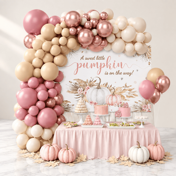 Pink Little Pumpkin Boho Party Decoration Kit for Girl Showers and Fall Celebrations
