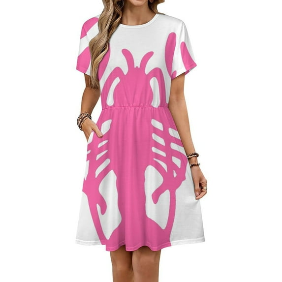 Pink Lobster Women's Dress Short Sleeve Summer Sundress Summer Women Clothes