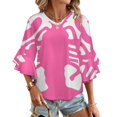 thumbnail image 1 of Pink Lobster Women's V-Neck Blouse With 3/4 Ruffled Bell Sleeves Casual Top Ladies Blouses, 1 of 7