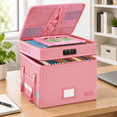 Pink Lockable File Box Collapsible Multi-layer Document Storage for ...