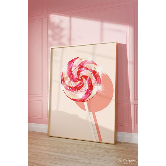 Pink Lollipop Art Print Wall Art Poster Retro Poster Preppy Trendy Candy Art Kitchen Decor Print Decor For Living Room Bedroom