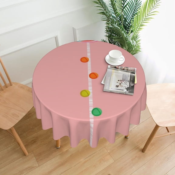 Pink Lollipop Candy Round Tablecloth 60 Inch Polyester Table Cover Kitchen Dinning Washable Indoor Outdoor Party Wedding Picnic Holiday
