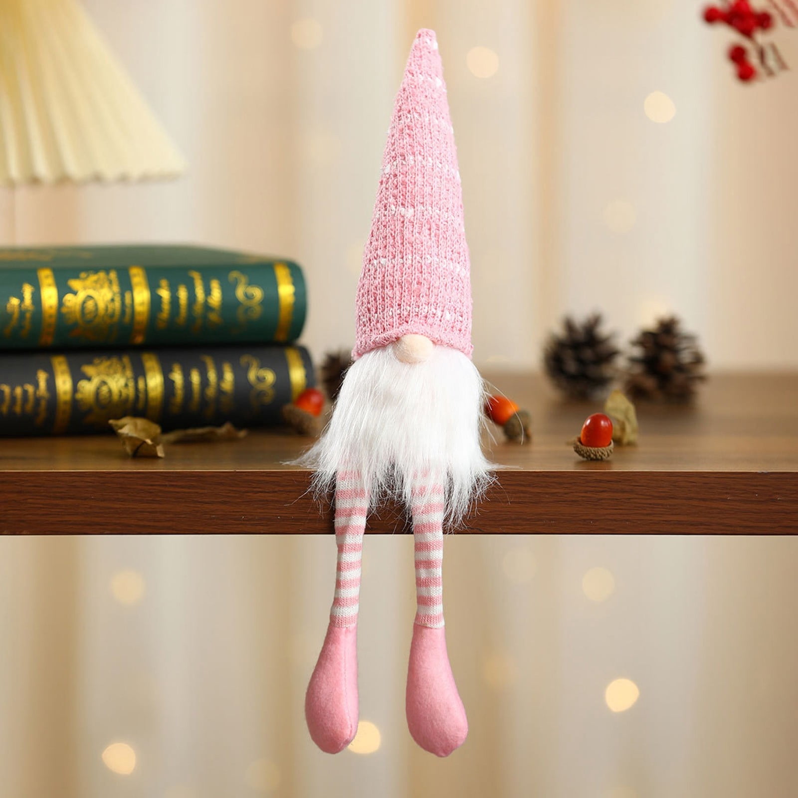 Pink Long Legged Pink Christmas Gnome Doll Plush Santa Claus Figurine For Holiday Decorations