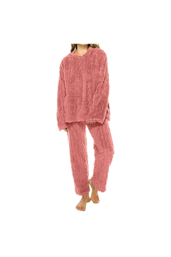 Pink Long Sets for Women Winter Fall Velvet Flannel Matching Lounge Jacquard Cardigan Tops Trousers Pants Pajamas Pjs Robe Bath Robe Sets Women Zip Up 2025 One Size