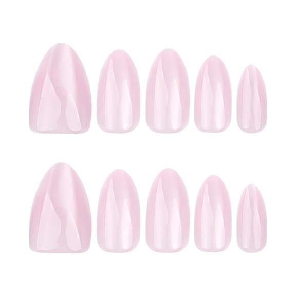 Pink Long Stiletto Press on Nails, Solid Color Glossy Fake Nails, Reusable, 30 Count