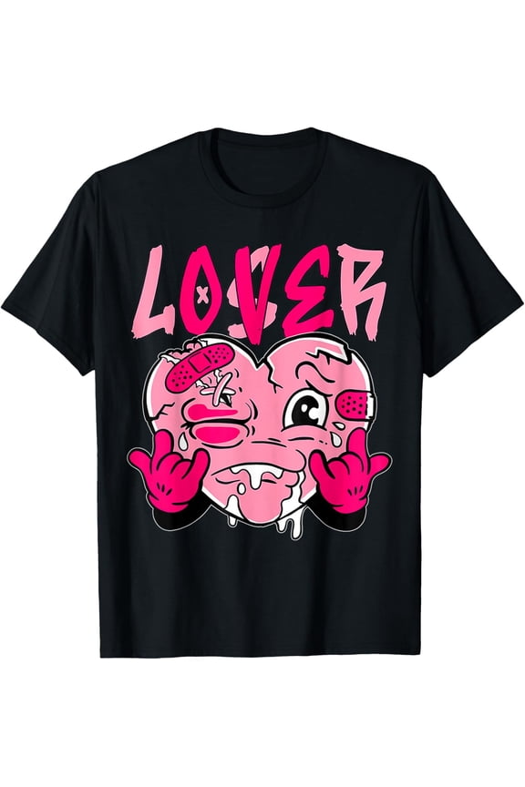 Pink Loser Lover Pink Drip Heart Matching Tee for Men Women T-Shirt