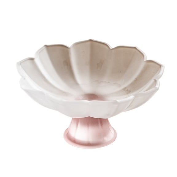 Pink Lotus Ceramic Fruit Plate Elegant Snack Nut Serving Tray for Living Room Tea Table Home Decor
