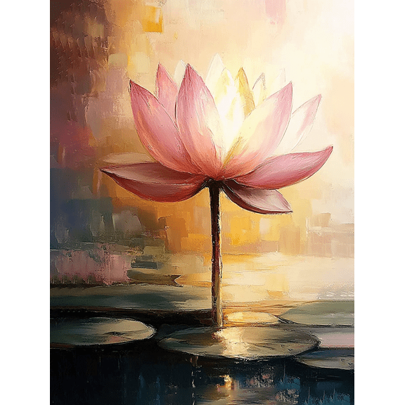 Pink Lotus Flower Canvas Painting, Suitable for Living Room, Bedroom, Office, Bathroom, and Meditation Room Decoration.