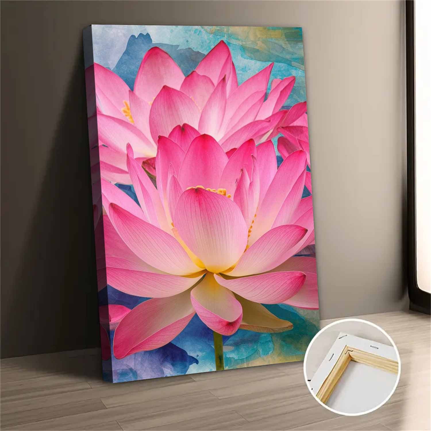 Pink Lotus Flower Canvas Wall Art - Aesthetic Decoration Print For ...