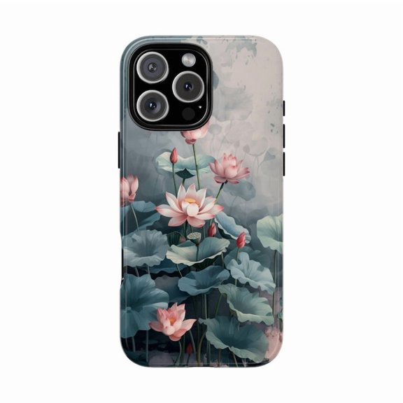Pink Lotus Flower iPhone Case Botanical Pond Nature Art for iPhone 17 16 15 14 13 12 11 Pro Max