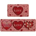 thumbnail image 1 of Pink Love Be Mine Red Heart Valentine''s Day Decorative Kitchen Mats Set of 2, Home Party Low-Profile Home Kitchen Rugs - 17x29 and 17x47 Inch, 1 of 6