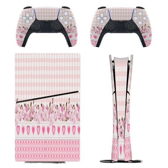 Pink Love Blooming Flower PS5/PS5 Pro/PS5 Slim Digital Disc Skin Sticker For Console And Controller Skins