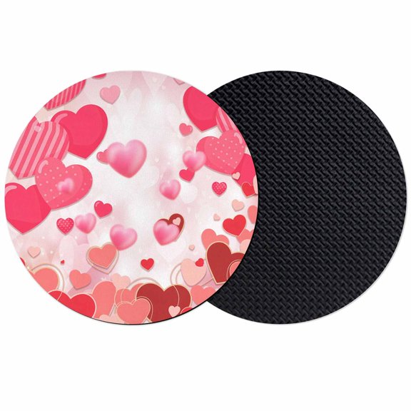 Pink Love Coasters Set of 2, Absorbent Coasters for Drinks, Valentine's Day Fantasy Heart Romantic Modern Coaster for Desk Coffee Table Protection, Home Decor House Warming Gifts 4"