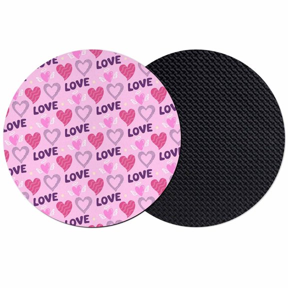 Pink Love Coasters Set of 2, Absorbent Coasters for Drinks, Valentine's Day Heart Rustic Minimalist Coaster for Desk Coffee Table Protection, Home Decor House Warming Gifts 4"