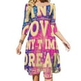 thumbnail image 1 of Pink Love Dream Graphic Print-2 Sweetheart Knot Flared Dress Fashion Design Large Size Loose Dress Spring Summer Women Dress, 1 of 9