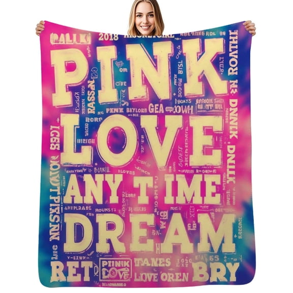 Pink Love Dream Graphic Print Flannel Blanket Warm Soft Bedding Throws Winter Camping Chair Sofa Bed