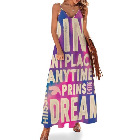Pink Love Dream Graphic Print Sleeveless Dress Loose Women's Dress Dresses Luxury Evening Dresses