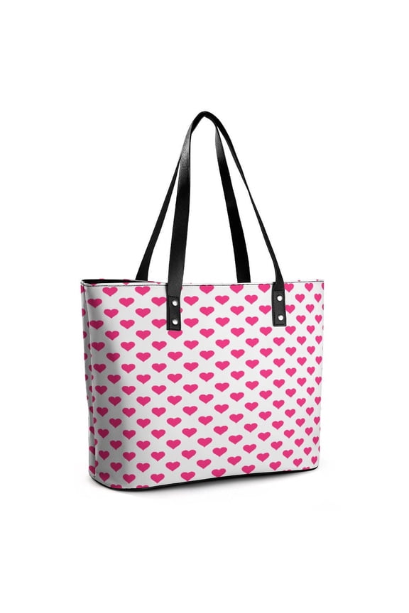 Pink Love Heart (2) Woman Leather Handbags Large Tote Bag Fashion Portable Handbags With Zipper