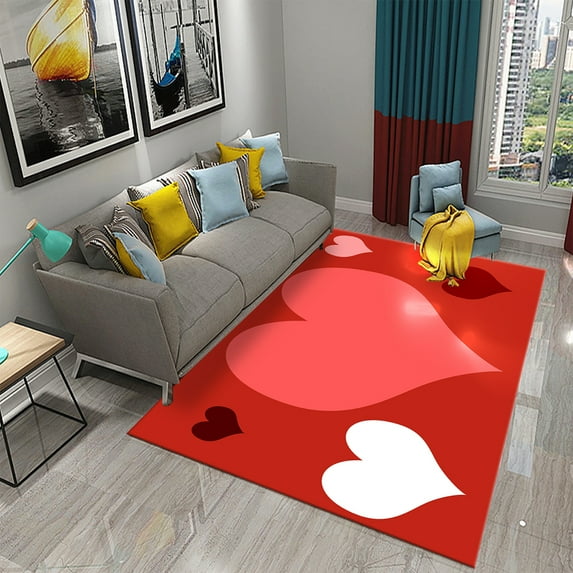 Pink Love Heart Carpet Valentine's Day Carpet Living Room Bedroom Rug Baby Girl Room Soft Play Floor Mat Bathroom Non-slip Rugs