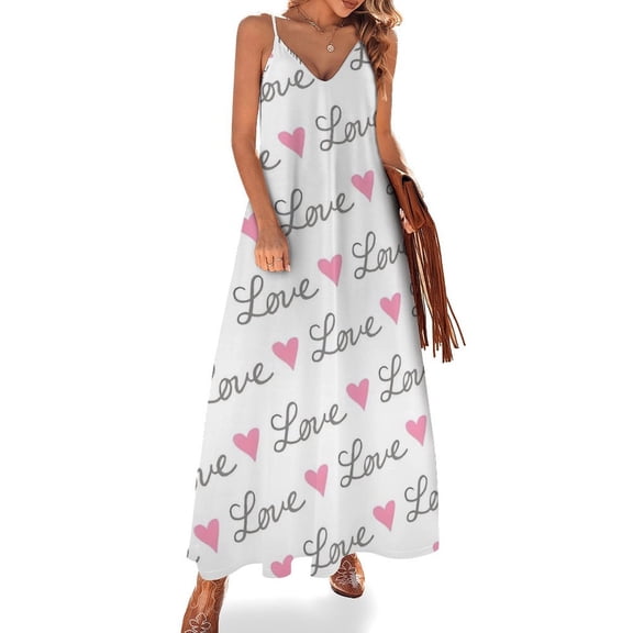 Pink Love Heart LOVE Sleeveless Dress Loose Women's Dress Dresses Luxury Evening Dresses