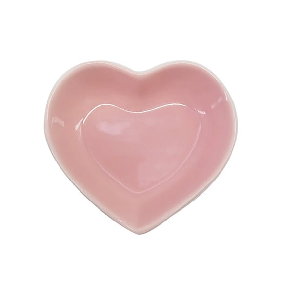 Pink Love Heart Shaped Ceramic Bowl,Contemporary Porcelain Side Dishes,Seasoning & Soy Dipping Sauce Bowls for Wedding & Birthday Party-3.14 Inch