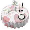 thumbnail image 1 of Pink Love Heart Valentine's Day Round Table Cloth,Wrinkle Resistant Table Cover with Polyester,Waterproof Reusable Tableclothes for Easter Birthday Picnic Wedding (Round,60x60inch), 1 of 6