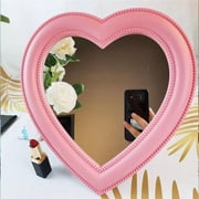 Pink Love Mirror - Desktop & Wall-Mounted Vanity Mirror | Heart-Shaped Design | Dual-Use Decorative Mirror Big Pink