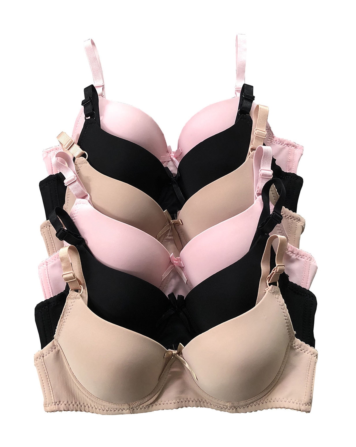 Pink Lover 6 Packs Women A Cup Full Cup Regular Padded Everyday Wear 30A 32A 34A 36A Bra (34A)