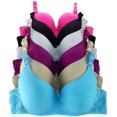 thumbnail image 1 of Pink Lover 6 Pieces Plus Size Underwired Full Cup Plain Light Padded Bra D/DD/DDD (44DD), 1 of 1