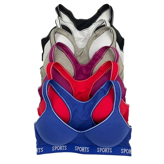 Pink Lover Women Bras 6 Pack of Cotton Sports Bra B cup C cup D cup 40C (6682)