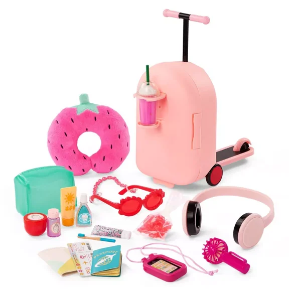 Pink Luggage Scooter Suitcase & Accessories Set