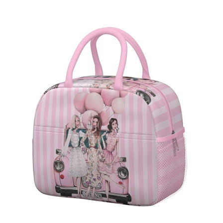 Pink Lunch Bag for Women Reusable Insulated Lunch Bags, Leakproof Cooler Food Lunch Tote Bag, Large Capacity Cute Lunch Box for Work School Travel Picnic