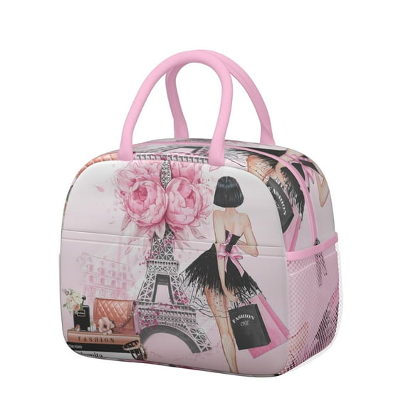 Pink Lunch Bag for Women Reusable Insulated Lunch Bags, Leakproof Cooler Food Lunch Tote Bag, Large Capacity Cute Lunch Box for Work School Travel Picnic