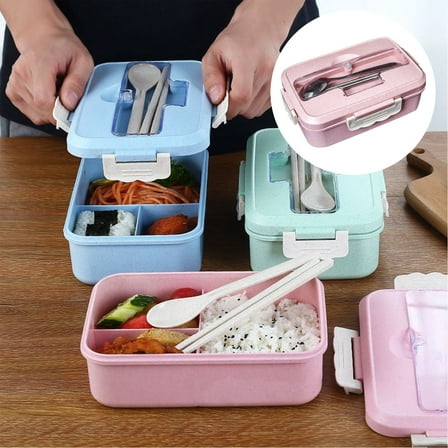 Pink Lunch Box With Cutlery Set