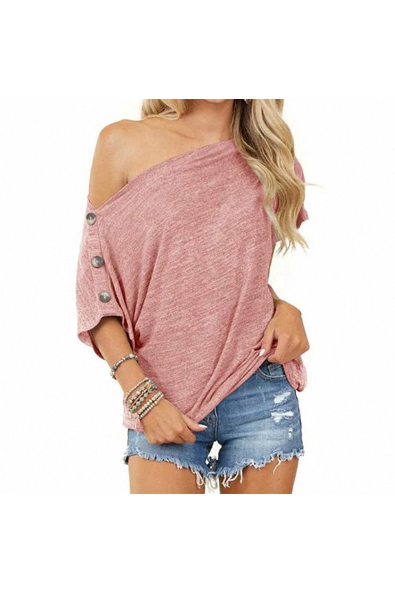 Pink M WIZUTIZ Going Out Tops for Women up to 60% Off Loose Fit T-shirt Solid Linen Athletic Crew Neck Tshirt Lightweight Ladies Blouse Plus Tunics Tops Ultra Soft Cotton Soft Short Sleeve Tshirts