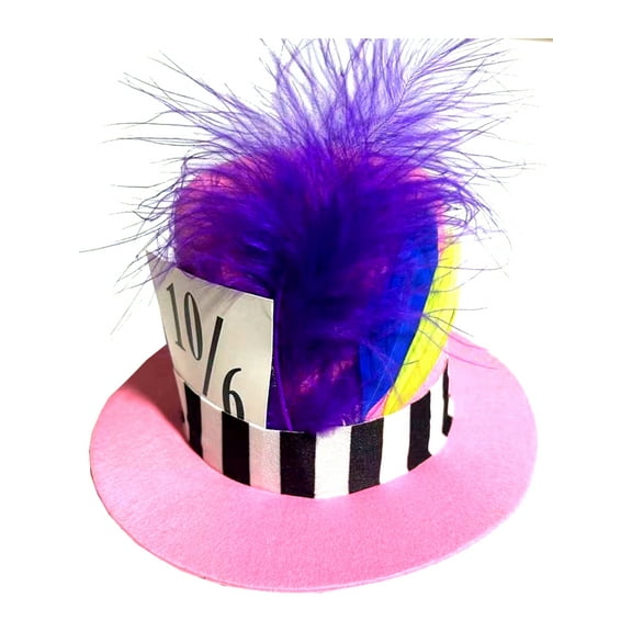 Pink Mad Hatter Mini Top Hat Headband Costume Accessory