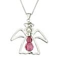 thumbnail image 1 of Pink Made with Swarovski Crystal Angel Pendant Sterling Silver Cable Nickel Free Chain 16", 1 of 3