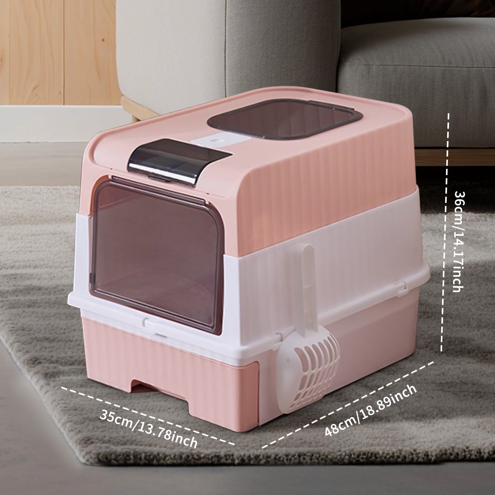 Pink Magic Cube Intelligent Cat Litter Box Open‑Top Large Automatic Cleaning Cat Toilet with Silent Design for Multi‑Cat Households